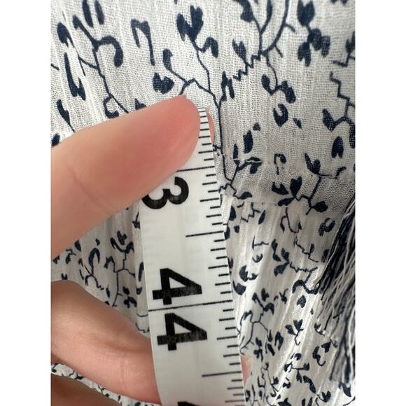 Ulla Johnson Dress Womens 2 White Floral Midi Navy Blue Tiered Ruffle Cottage - Picture 6 of 7